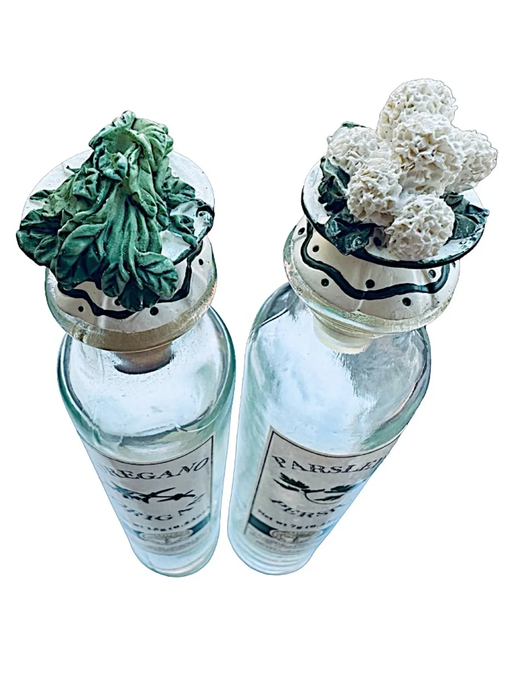 AUPRINTEMPS Gourmet Glass Spice Bottle 8” (lot of 2) Parsley & Oregano